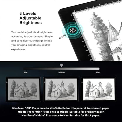A4 LED Copy Board Tracing Light Box, USB Power LED Trace Light Pad - color: A4-21C-black