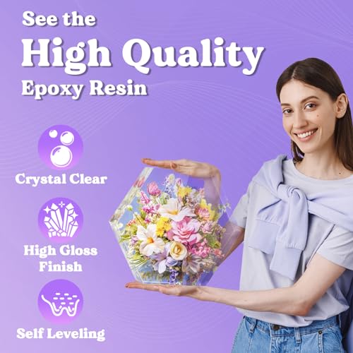 LET'S RESIN 1/2 Gallon Epoxy Resin,Crystal Clear Resin Epoxy Kit for Crafts | Bubble Free Casting Resin, 2 Part Resin and Hardener for DIY Art, Jewelry Making, Coasters, for Beginners & Pros - size: 64oz