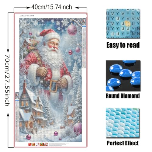 Santa Claus Diamond Painting Kit,Christmas Diamond Art kits for Adults | Christmas DIY Craft Kit,Beginner Diamond Art,Diamond Dots,Gem Painting,Diamond Mosaic kits,Large Size 15.7x27.5inch - color: AM8002