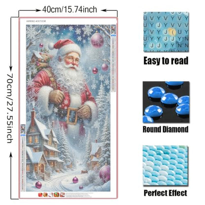 Santa Claus Diamond Painting Kit,Christmas Diamond Art kits for Adults | Christmas DIY Craft Kit,Beginner Diamond Art,Diamond Dots,Gem Painting,Diamond Mosaic kits,Large Size 15.7x27.5inch - color: AM8002