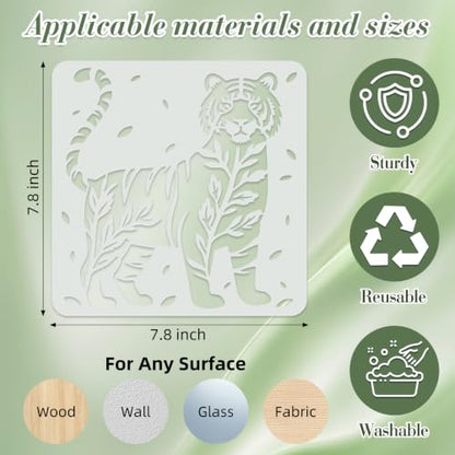 Animal Flower Stencils for Crafts Reusable 24Pcs Stencils(7.8X7.8 Inch) - color: Animal 7