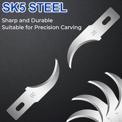 DIYSELF 150 PCS #28 Hobby Knife Blades, SK5 Exacto Knife Replacement Blades | Hook-Style Craft Knife Blades for Pull Cuts, Curved Art Knife Blades for Vinyl, Leather, Foam, Paper and DIY Detail Work - size: #28