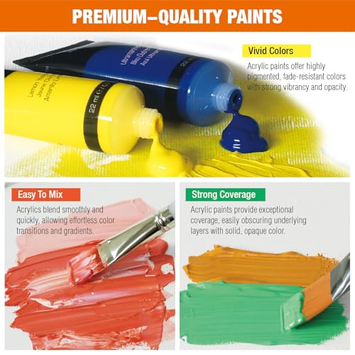 48 Colors Professional Acrylic Paint Set, Artist Paint Supplies - color: 48 Colors