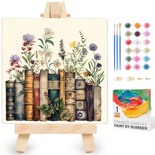 Yezavesu Book Framed Paint by Numbers Kit for Adults 10x 10 inch, Flowers - color: YOP0216, size: 10x10 Inch