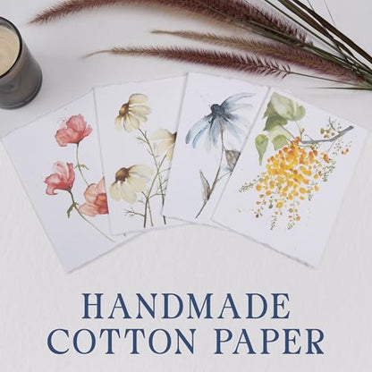 WANDERINGS Handmade Deckle Edge Blank Greeting Cards & Envelopes - 300 GSM Paper– 20 Cards for Invitations, Thank Yous, Greeting, Get Well and Birthday Cards (Blank) - color: Blank Paper
