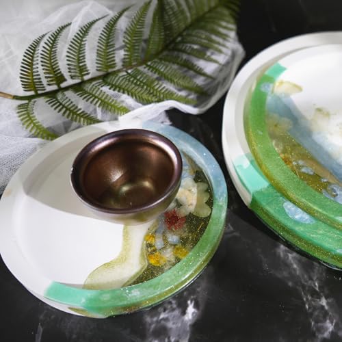 Set of 11'', 8'', 6'' Round Tray Molds Tray Resin Molds, Round Serving Tray Mold with Edges Rolling Tray Mold for Resin Silicone Tray Molds with Sides for Resin Casting Shiny Surface & Durable - color: 3 pcsRound Tray Molds