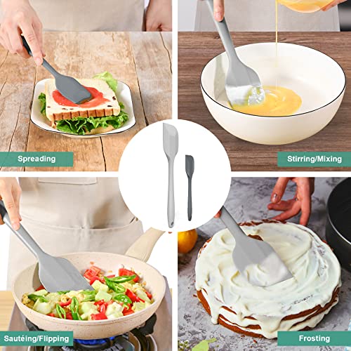 Silicone Spatula Set, Premium Spatulas Silicone Heat Resistant 2 Small & 2 Large Flexible Scraper for Nonstick Cookware, Rubber Spatula for Kitchen Mixing Baking Cooking Use, Soft Spatula - Gray - color: 2 small(dark-gray)+2 large(light-gray)