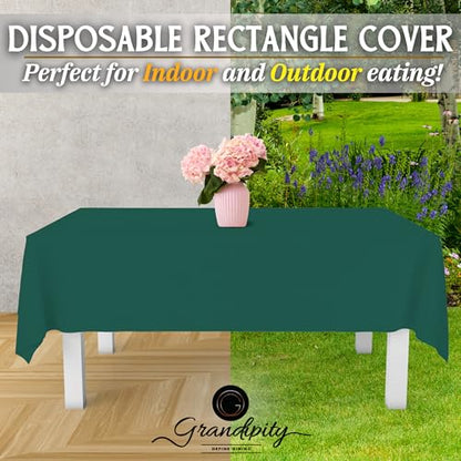 Grandipity Plastic Table Cloth Disposable 12 Pack 54” x 108” Rectangle | Dark Green Plastic table covers, durable disposable tablecloths, fade and tear-resistent table cover for party, event - color: Dark Green, size: 54in. x 108in. Rectangle