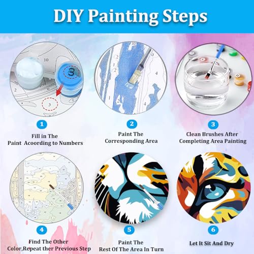 Artunion Framed Paint by Numbers Kit for Adults Beginners & Kids Ages 8-12,Colorful Cheetah Paint by Number with Frame,Animals Paint by Numbers Kit on Canvas 10 * 10 Inch Without Easel - color: ZXT-268-F
