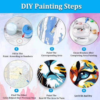 Artunion Framed Paint by Numbers Kit for Adults Beginners & Kids Ages 8-12,Colorful Cheetah Paint by Number with Frame,Animals Paint by Numbers Kit on Canvas 10 * 10 Inch Without Easel - color: ZXT-268-F
