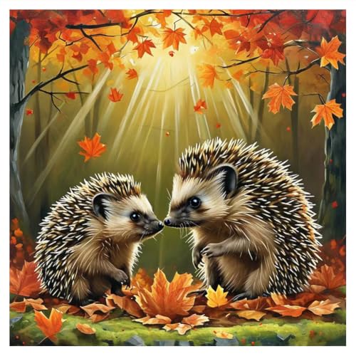 hill froeistung Hedgehog Diamond Art Painting Kits for Adults | Maple Leaf Diamond Art Kits for Beginners, 5D DIY Round Full Drill Diamond Dots Gem Art Craft for Home Decor Gift 12x12inch - color: HF-A119