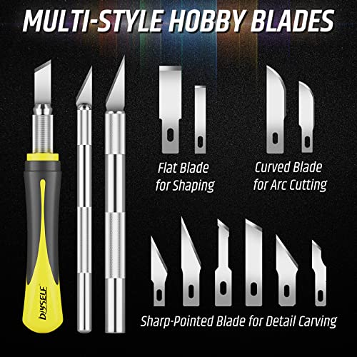 DIYSELF 16-Piece Exacto Knife Set, Craft Knife & Hobby Knife Kit, Precision Knife with Magnetic Storage Case, Exacto Knife for Crafting, Paper, Foam, Vinyl, Models, 3D Printing, Junk Journal Supplies - color: Yellow