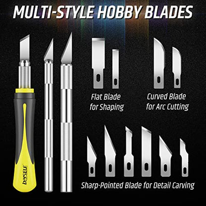 DIYSELF 16-Piece Exacto Knife Set, Craft Knife & Hobby Knife Kit, Precision Knife with Magnetic Storage Case, Exacto Knife for Crafting, Paper, Foam, Vinyl, Models, 3D Printing, Junk Journal Supplies - color: Yellow