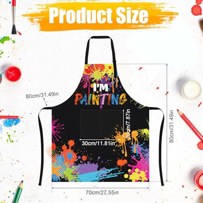 Painting Artist Apron with Pockets, Waterproof Painting Aprons for Adults, Adjustable Art Apron Bib Apron - color: Style 5