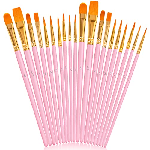for Kids, Teen Girl Girls Trendy Stuff, Easter Basket Stuffers, Soucolor Acrylic Paint Brushes Art Set for Acrylic Painting Oil Watercolor Canvas Boards Egg Rock Body Face Nail - color: Pink, size: 20-Pack