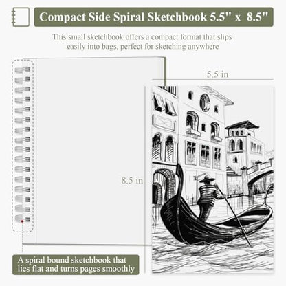 SuFly Small Sketchbook, Sketch Book 5.5 X 8.5, Pack of 1 (68lb/100gsm), 100 Sheets Artist Sketch Pad, Acid Free Drawing Paper, Art Paper for Drawing and Painting & Adults. - color: Green, size: 5.5-x-8.5-inch:1 Pack