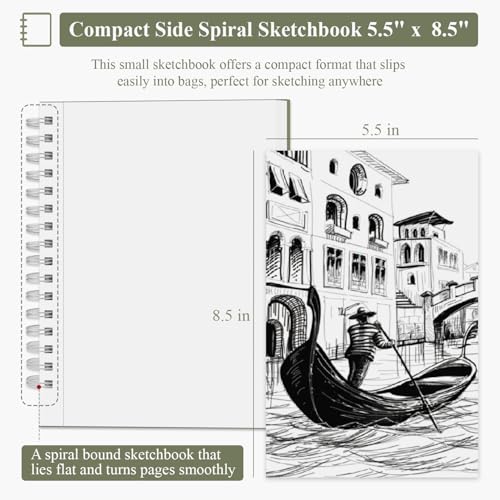 SuFly Small Sketchbook, Sketch Book 5.5 X 8.5, Pack of 1 (68lb/100gsm), 100 Sheets Artist Sketch Pad, Acid Free Drawing Paper, Art Paper for Drawing and Painting & Adults. - color: Green, size: 5.5-x-8.5-inch:1 Pack
