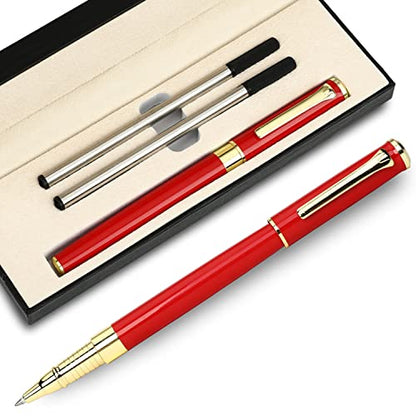 YIVONKA Luxury Ballpoint Pen Black Refill Line width 0.5mm,Best Office Pen Gift for Men & Women Professional Executive,Nice BallPens Classy Gift Box (Red) - color: Red