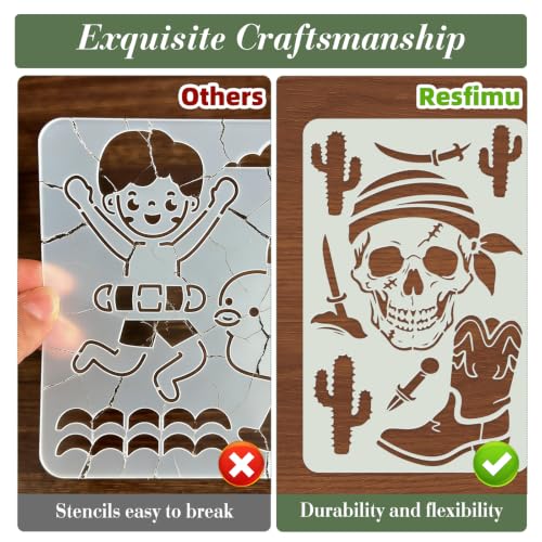 Skull Pirate Stencils for Crafts Reusable 24Pcs Stencils(11X7 Inch) - color: Skull 2