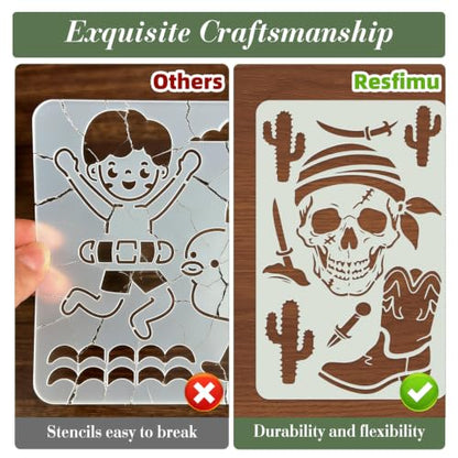 Skull Pirate Stencils for Crafts Reusable 24Pcs Stencils(11X7 Inch) - color: Skull 2