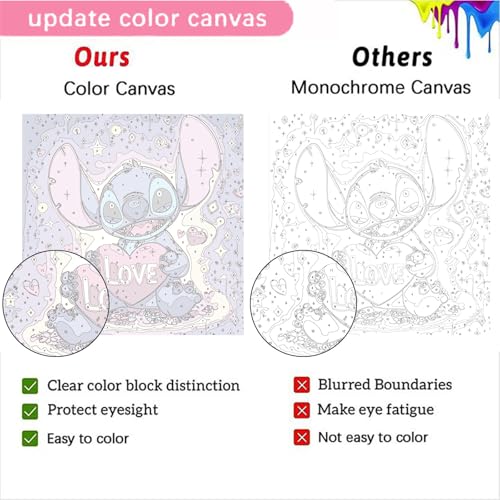 4 Pack Cartoon Paint by Numbers for Kids with Framed Canvas - Wooden Easel - color: BKH1281+BKH1282+BKH1283+BKH1284