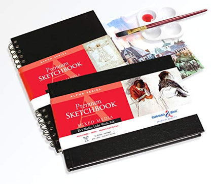 Stillman & Birn Alpha Series Hardbound Sketchbook, 9" x 6", 150 gsm (Heavyweight), White Paper, Medium Grain Surface - size: 9" x 6" 150 gsm (Heavyweight)