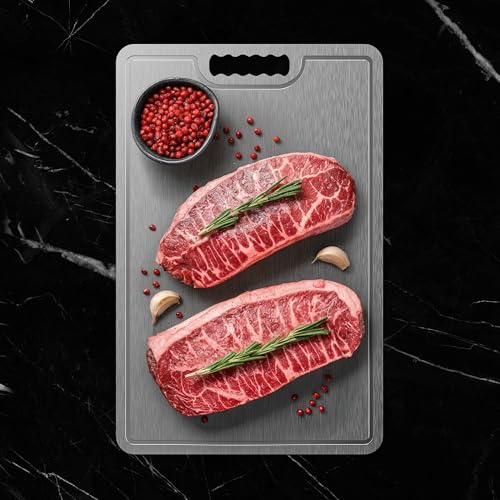 Titanium Cutting Board,100% Pure Titanium Cutting Boards for Kitchen, 2025 New Double Sided Food-Grade Chopping Board for Cutting Meat Vegetable Fruit-Large(18x12in） - size: L: 18"L x 12"W
