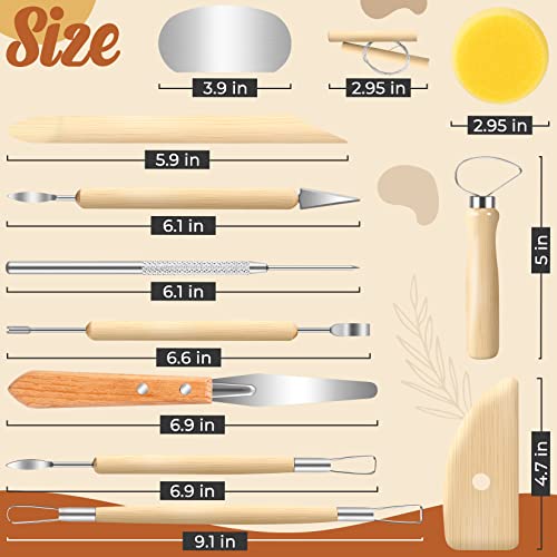 Jetmore 12 Pack Clay Tools Kit, Pottery Tools & Sculpting Tools, Polymer Modeling Clay Cutters Sculpture Set for Carving, Ceramics, Molding, DIY | Polymer clay tools support shaping, trimming and detailing, Clay cutters suit ceramics, modeling, molding an