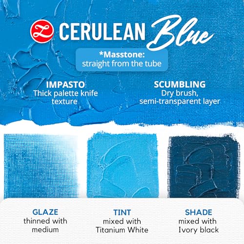 ZenART Professional Oil Paint Set - Artist Grade Cerulean Blue - 2x50ml | Non-Toxic, Buttery Consistency, Rich Pigment, Lightfast Oil Paints for Primed Surface Canvas, Fine Art, Portraits & Landscape - color: Cerulean Blue