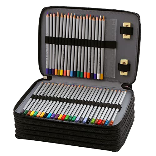 250 Slots Pencil Case 5-Layer Zipped Holder w/Handle - color: Cherry Cactus, size: 250