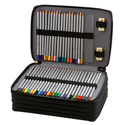 250 Slots Pencil Case 5-Layer Zipped Holder w/Handle - color: Cherry Cactus, size: 250