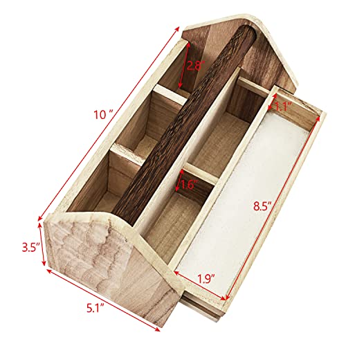 Ikee Design Small Wood Craft Tool Box Caddy with a Handle for Storage - color: Natural