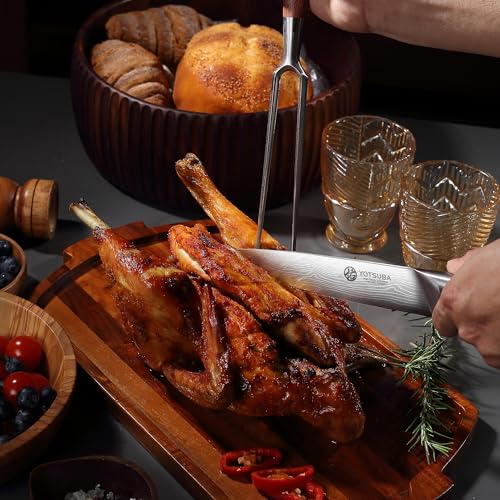YOTSUBA Japanese Carving Knife and Fork Set with Ergonomic Rosewood Handle - style: 2pcs carving set