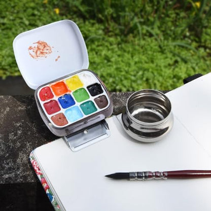 Portable Travel Watercolor Palette, Mini Metal Tin Box,12-Well Empty Tins - color: Outdoor Painting Set-bosch Hell