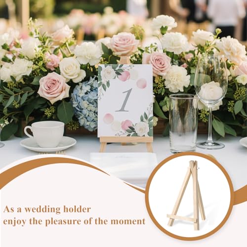 50 Pack 6 Inch Mini Wooden Display Easel, Natural Wood Tabletop Easel Stand for Painting, Small Artist Easel for Canvas Photos Cards Crafts