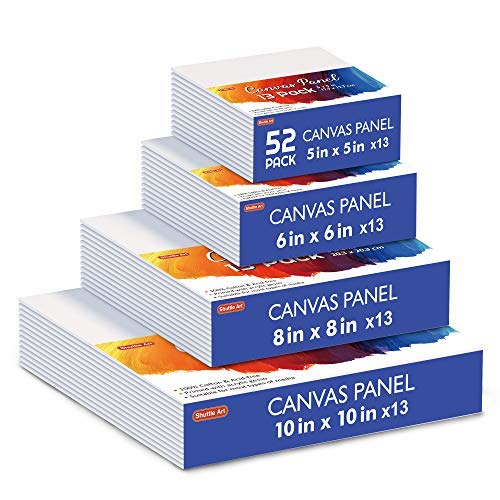 Shuttle Art 52 Pack Canvas for Painting, Multi-Size 5x5/6x6/8x8/10x10 Inch Blank Canvas Boards for Painting, 100% Cotton Primed White Art Canvas, Ideal Art Supplies for Kids Adults Acrylic OilPainting - size: 52 Pack - 13 of Each 5x5, 6x6, 8x8, 10x10 inch