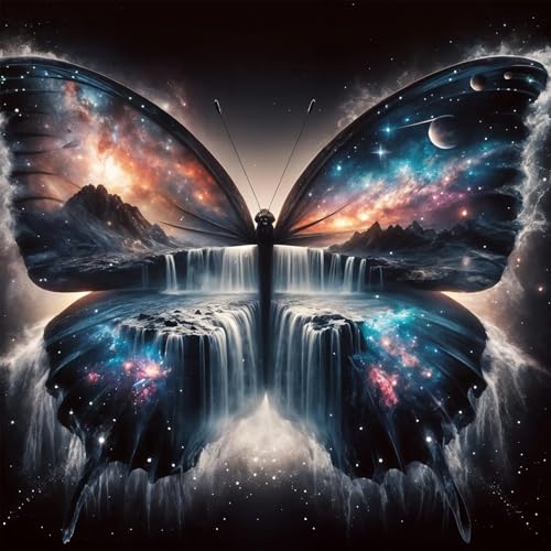 Diamond Art Kits for Adults, Butterfly Diamond Art Painting Kits for Adults | Landscape Butterfly Stress Relief Full Round Drill Heartfelt DIY Gift Strong Adhesive Wall Decor HD Canvas 13.8x13.8in35x35cm - color: Butterfly Lanscape