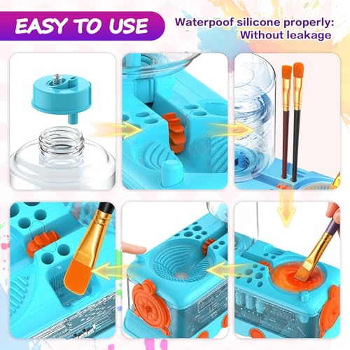 Upgraded Paint Brush Cleaner Tool,Brush Rinser Cup Painting Running Water Circulation Art Supplies for Acrylic,Watercolor and Water Based Creative Gift for Adult Artist Beginner and Painter - color: Blue2