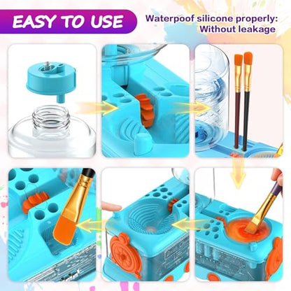 Upgraded Paint Brush Cleaner Tool,Brush Rinser Cup Painting Running Water Circulation Art Supplies for Acrylic,Watercolor and Water Based Creative Gift for Adult Artist Beginner and Painter - color: Blue2