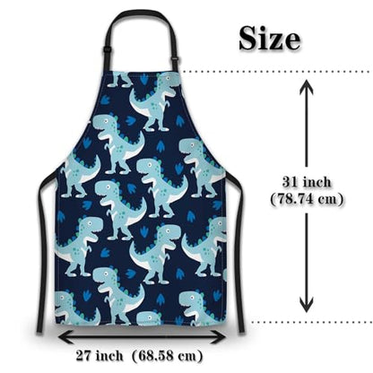 Funny Aprons for Adults Men Dinosaur Man Apron for Kitchen Cooking Restaurant BBQ Painting Crafting Gardening 27” (W) x 31” (H), Waterproof Apron - color: Dinosaur