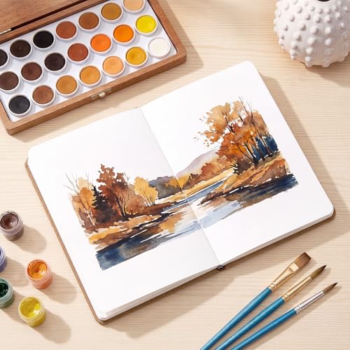 Dispowreath Suede Watercolor Sketchbook 24 Sheets 140lb Khaki - color: Khaki, style: Suede