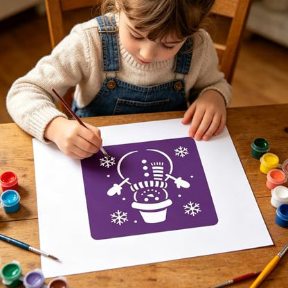 CUTHOLLOW 25PCS Christmas Theme Painting Shape Stencils Sets - 8 Inch Reusable&Washable Drawing Template, Different Primary Themed Sidewalk Chalk Art Stencils Kit for Craft Room Wall Paper - style: Christmas Theme