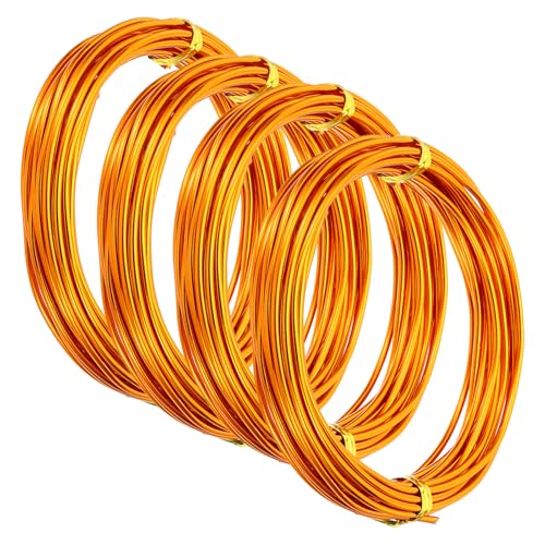 PATIKIL 16.4ft Aluminum Wire, 4pcs Jewelry Wire Bonsai Wire Metal Craft Wire 2mm 12 Gauge Wire for Crafts Bonsai Jewelry Making Beading Plants, Gold Tone - color: Gold Tone, size: 2mm x 16.4ft
