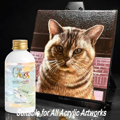EIGTWEN Gloss Varnish for Acrylic Painting, 200ml Clear Acrylic Varnish | Acrylic Paint Sealer, Clear Acrylic Paint, Prevents Yellowing, Maintains Long-Lasting Color - size: gloss