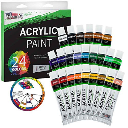 U.S. Art Supply 24 Color Professional Acrylic Paint Set in 12ml Tubes - size: 24 Count (Pack of 1)