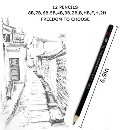 Professional Sketch pencils Drawing pencils set for Kids and Adults,Art sketching pencils for Artists Beginner(8B-2H).(12-Count) - size: 1 Count (Pack of 12)