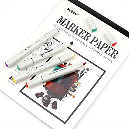 BOXUN Premium 50 Sheets Sketch Marker Paper Pad, Bleedproof Artist Drawing Paper, 8.27 x 11.69 Inch