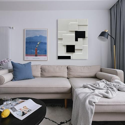 Art 40x28 inches Modern Minimalist Black and White Abstract Art Oil Painting Hand Painted Canvas Wall Art Deco Painting - color: Yi106