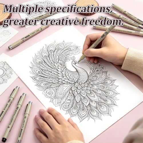 Micro Fineliner Pens 6Pack 0.5mm Extra Fine Point Black Waterproof Drawing Pens, Archival Pigment Ink Sketching Supplies, Artist Inking Markers for Manga Journaling Illustration - color: 6 Fine Point(0.5mm)