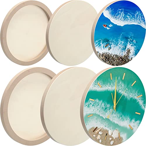 Geelin 6 Pcs Unfinished Round Wood Canvas Panels for Painting 8 Inch/12 Inch Circle Wood Panels Round Cradled Wooden Board Tray for Christmas DIY Gifts Oil Pouring Art Crafts Acrylics Painting